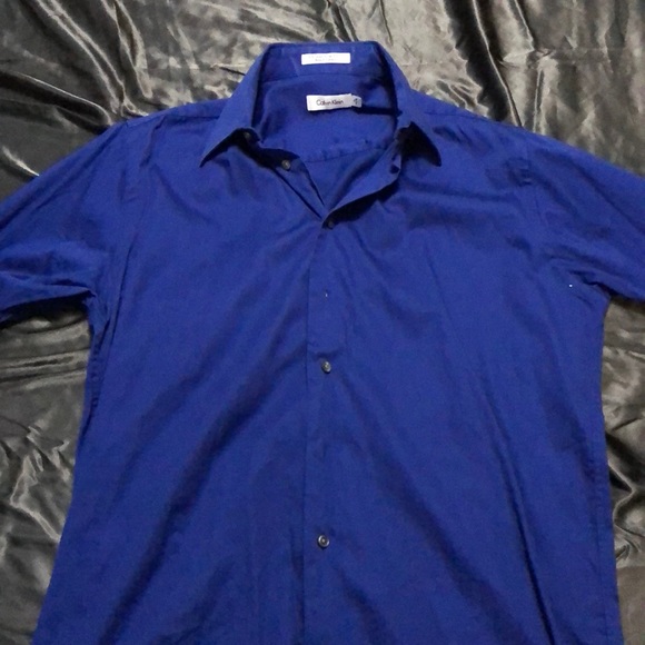 Royal Blue Calvin Klein Mens Dress Shirt - Picture 1 of 3